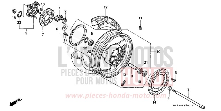 REAR WHEEL (ST1100A) for Pan-European ABS CANDY WINE BERRY RED-U (R114) from 1996